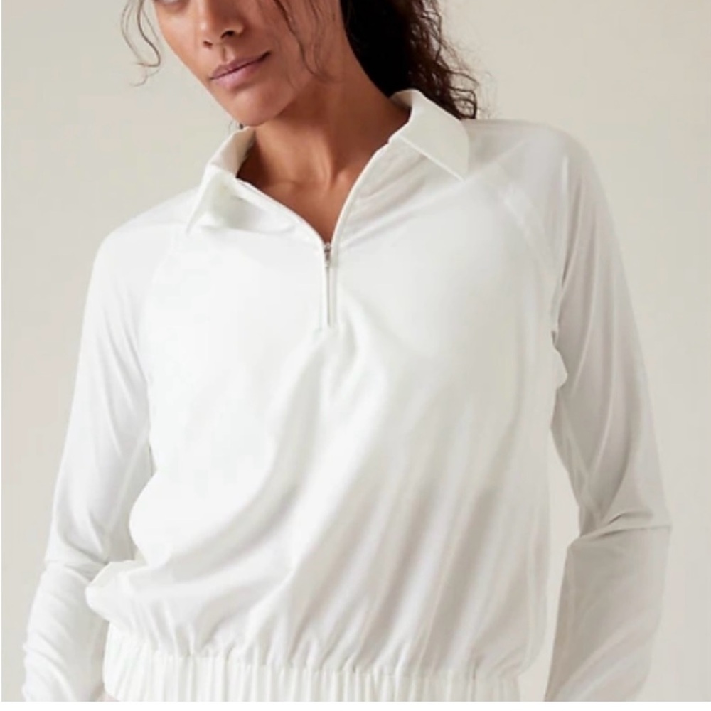 Athleta White Long-Sleeve Polo
